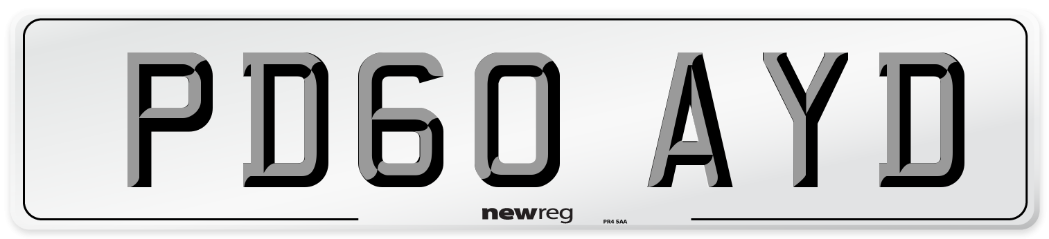 PD60 AYD Number Plate from New Reg